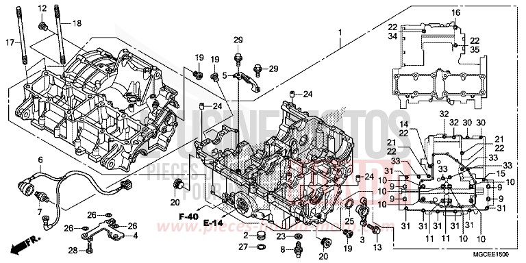 KURBELGEHAEUSE von CB1100 ABS GRAPHITE BLACK (NHB01) von 2014